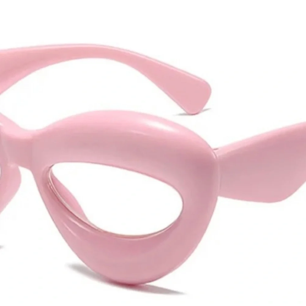 PINK CANDY COLOR CLEAR‎ LENSE WIDE CATEYE FRAME BLUE LIGHT BLOCKING GLASSES